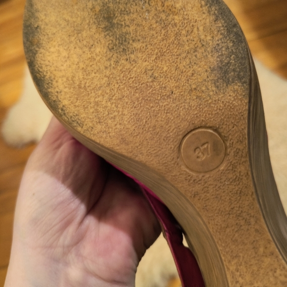 Size 37 Vintage Women ankle strap sandals. Red leather. Made in Spain. - Picture 5 of 5